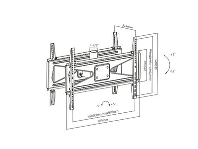 Suporte para duas TVs frontais/traseiras 23-70" 50kg universal Maclean MC-703 preto max vesa 600x400 PROFI MARKET SYSTEM