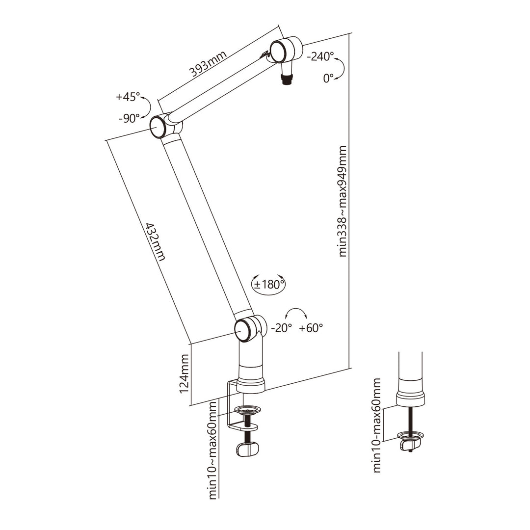 Braço de suporte para microfone profissional Maclean máx. 1kg, MC-898