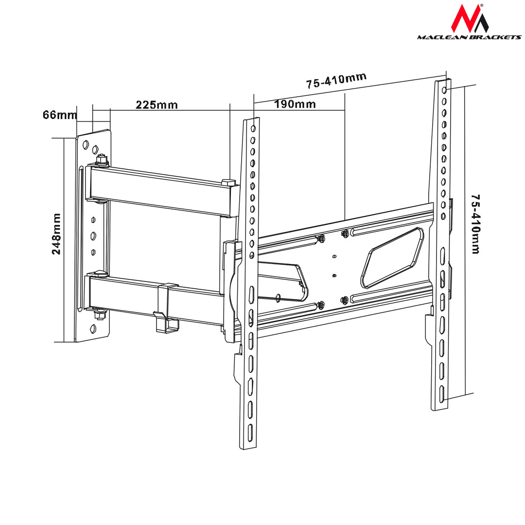 Maclean MC-711, De acordo com o padrão VESA: 200x200, 400x200, 300x300, 400x400.