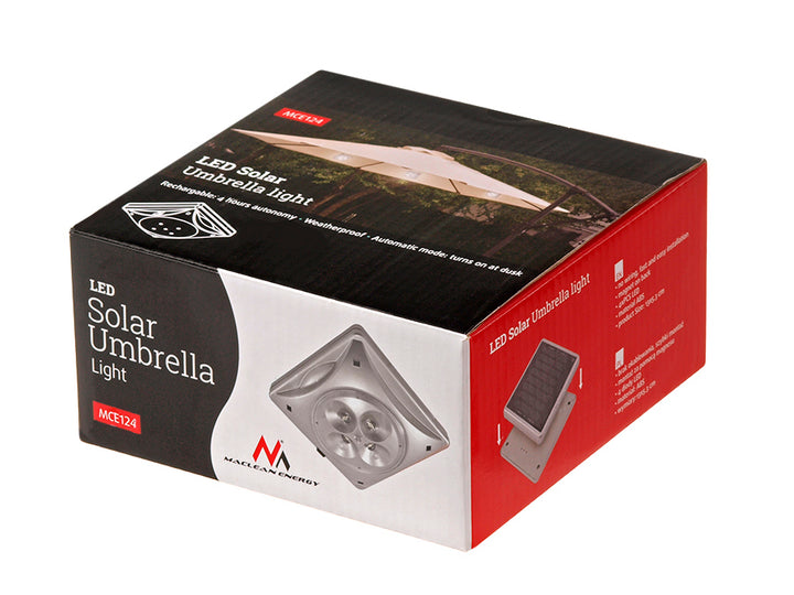 Lâmpada solar Maclean Energy MCE124 para guarda-chuva ou barraca