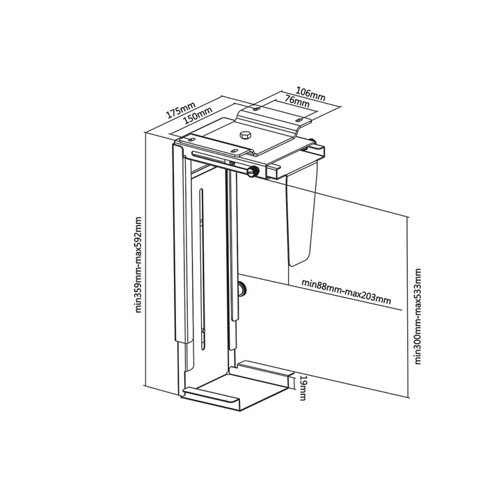 Soporte para ordenador (montaje bajo mesa) Maclean MC-713