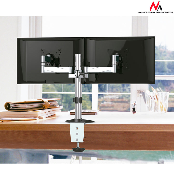 Soporte doble para Monitor Pantalla LCD LED TV Doble (13"-27", 8 kg, VESA 75 y 100) Maclean MC-714