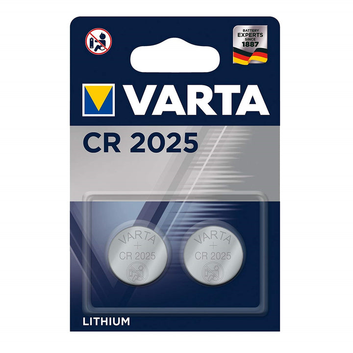 2x baterias de lítio Varta CR 2025, alta qualidade, 3V