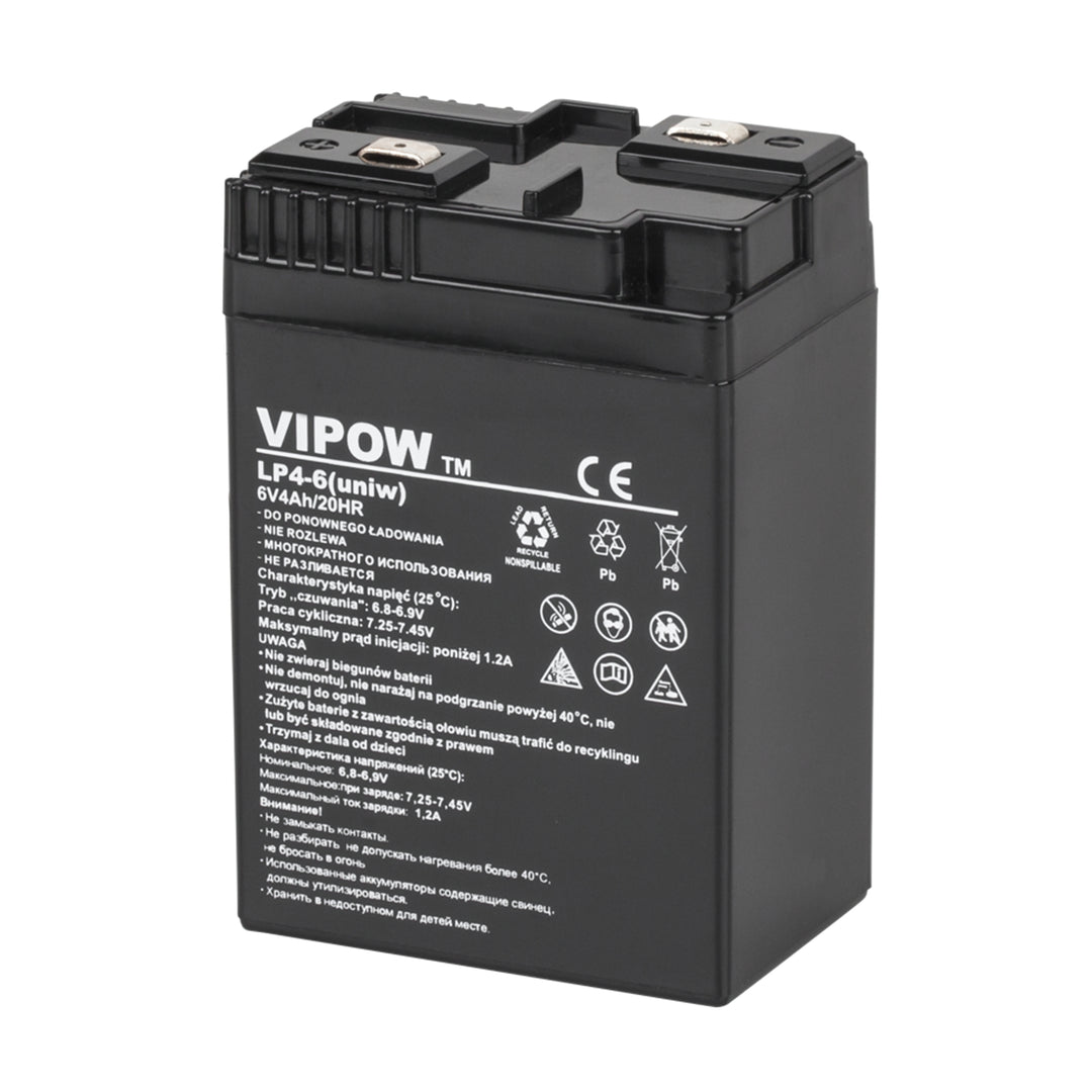 Batería de gel Vipow, sin mantenimiento, larga duración, 6V 4Ah, BAT0204