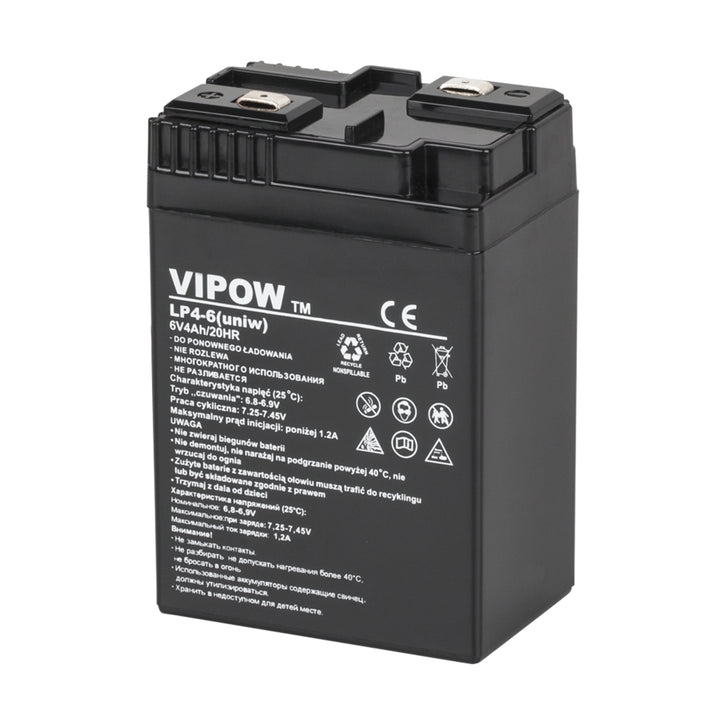 Batería de gel Vipow, sin mantenimiento, larga duración, 6V 4Ah, BAT0204