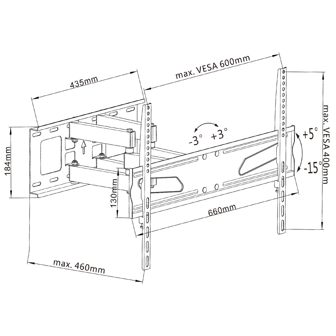 Suporte de parede para TV LCD/LED tela de TV 37-70" 45kg VESA Maclean MC-723B