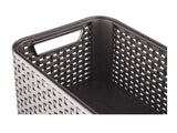 Cesto multiusos Curver com tampa, castanho escuro, estilo rattan L