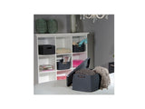 Cesto curvo, multiusos, com tampa, cinzento, estilo rattan L