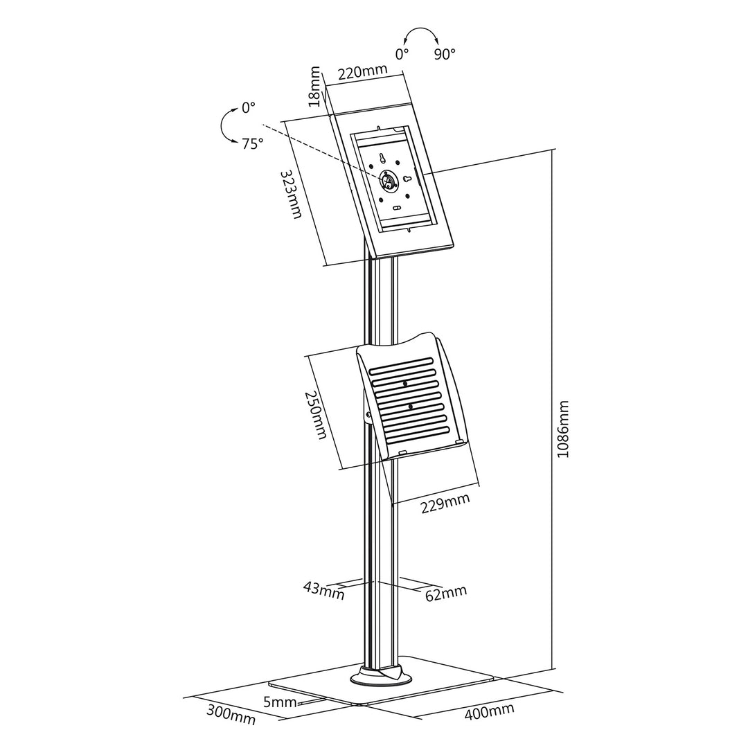 Soporte de mesa para tableta, soporte para prospectos, Tablet Station, soporte de suelo con bloqueo para iPad 2, iPad 3, iPad 4, iPad Air; antirrobo Maclean MC-724