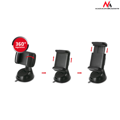 Suporte para celular com ventosa, suporte para carro, porta clipe, rotação 360° Maclean MC-737