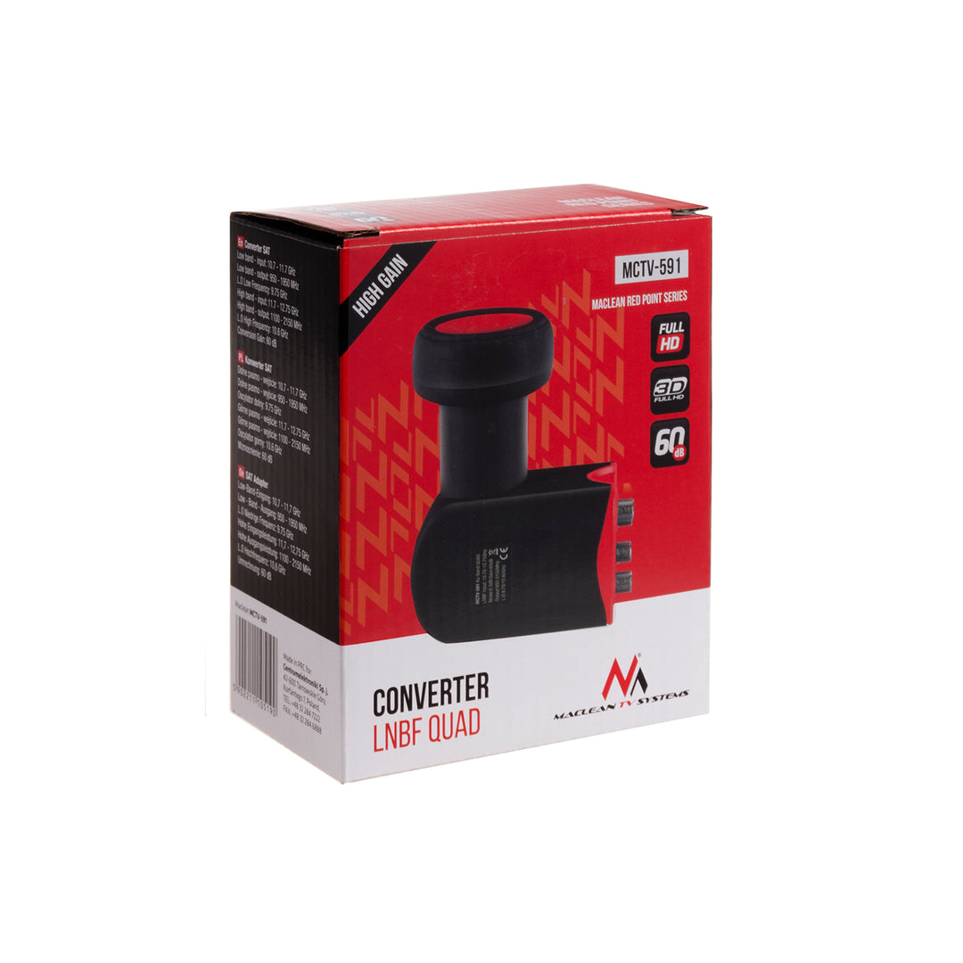 Maclean Red Point MCTV-590/1/2 Conversor LNB Doble, Quad y Octo para antenas parabólicas FULL HD Maclean