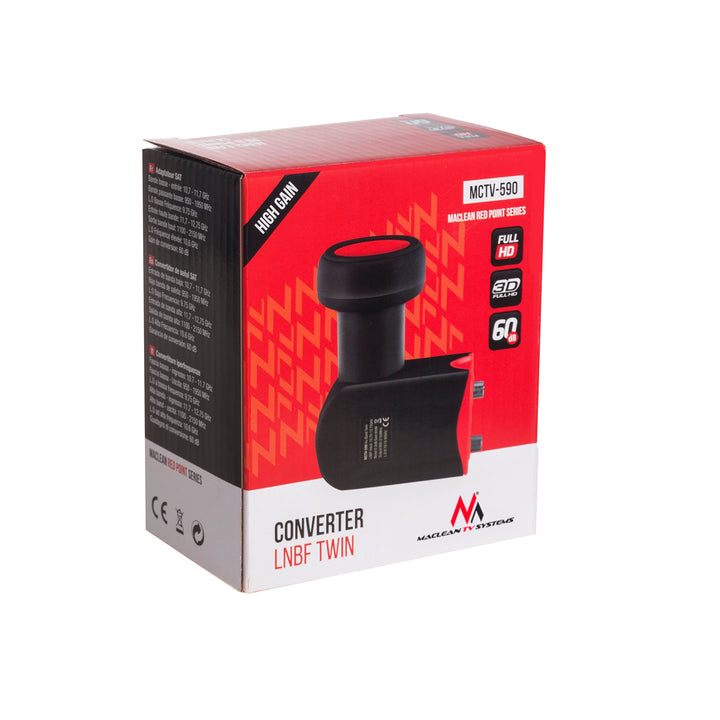 Maclean Red Point MCTV-590/1/2 Conversor LNB Doble, Quad y Octo para antenas parabólicas FULL HD Maclean