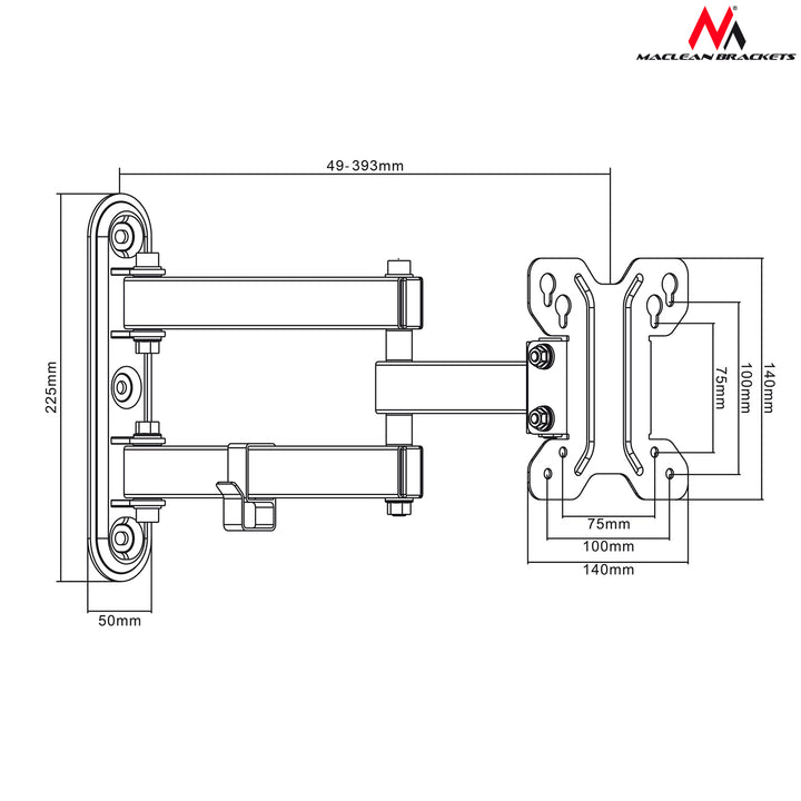 Maclean MC-740 Soporte de pared para pantalla LCD LED TV 13-32", Carga máx. 30kg, VESA máx.100x100