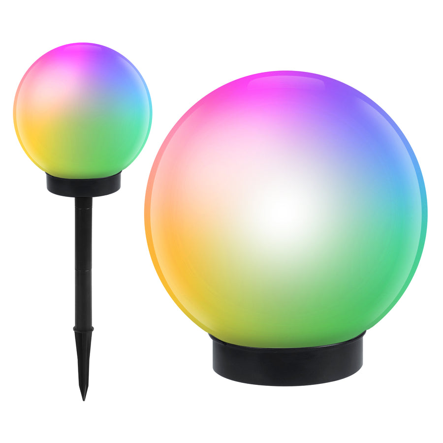 Candeeiro solar de jardim em forma de bola LED colorida 20 x 20 x 53 cm VerdeAzul GB124