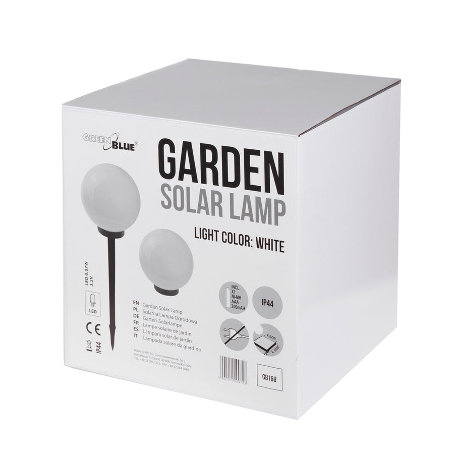 Candeeiro solar de jardim em forma de bola grande 30 x 30 x 63 cm LED branco VerdeAzul GB168