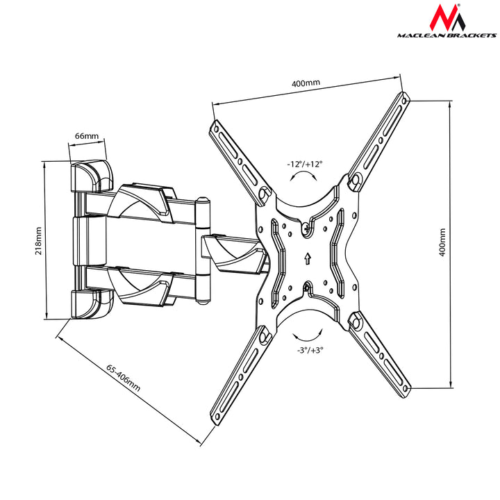 Maclean MC-743 Soporte de pared para monitor o pantalla LCD/LED TV 13-65" 30kg VESA