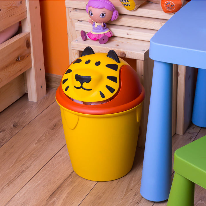 Curver 155181 Lixeira Lion 12L com tampa giratória leve para quarto infantil