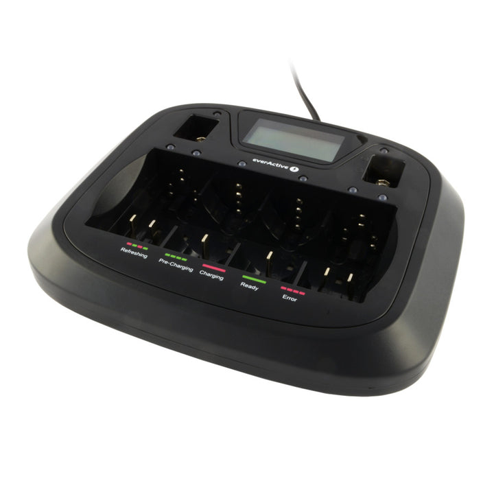 AA AAA CD 9V Cargador profesional de 8 canales everActive NC-900U