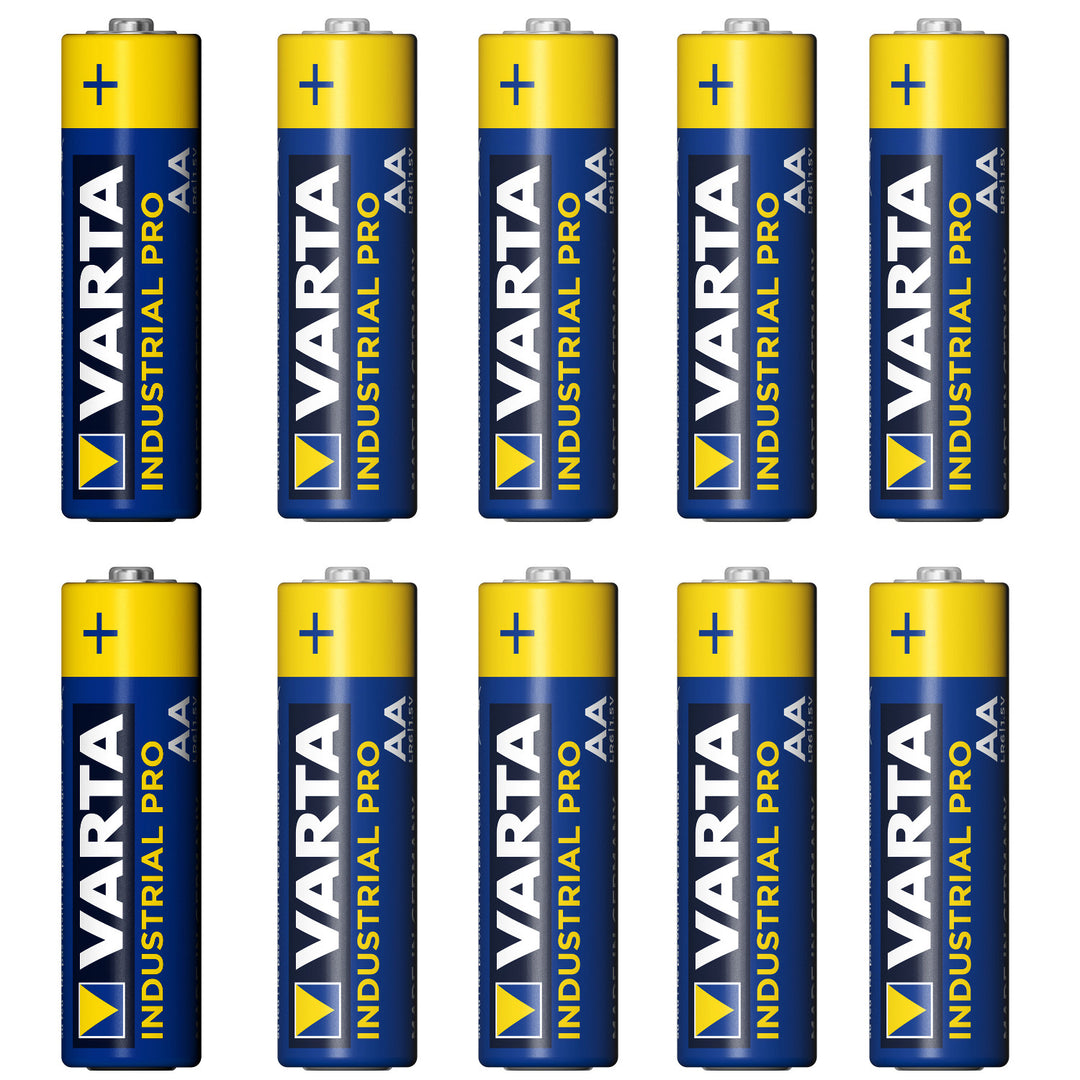 10 x POTENTES PILAS ALCALINAS VARTA INDUSTRIAL AA 10x Pilas LR6/AA Varta Industrial