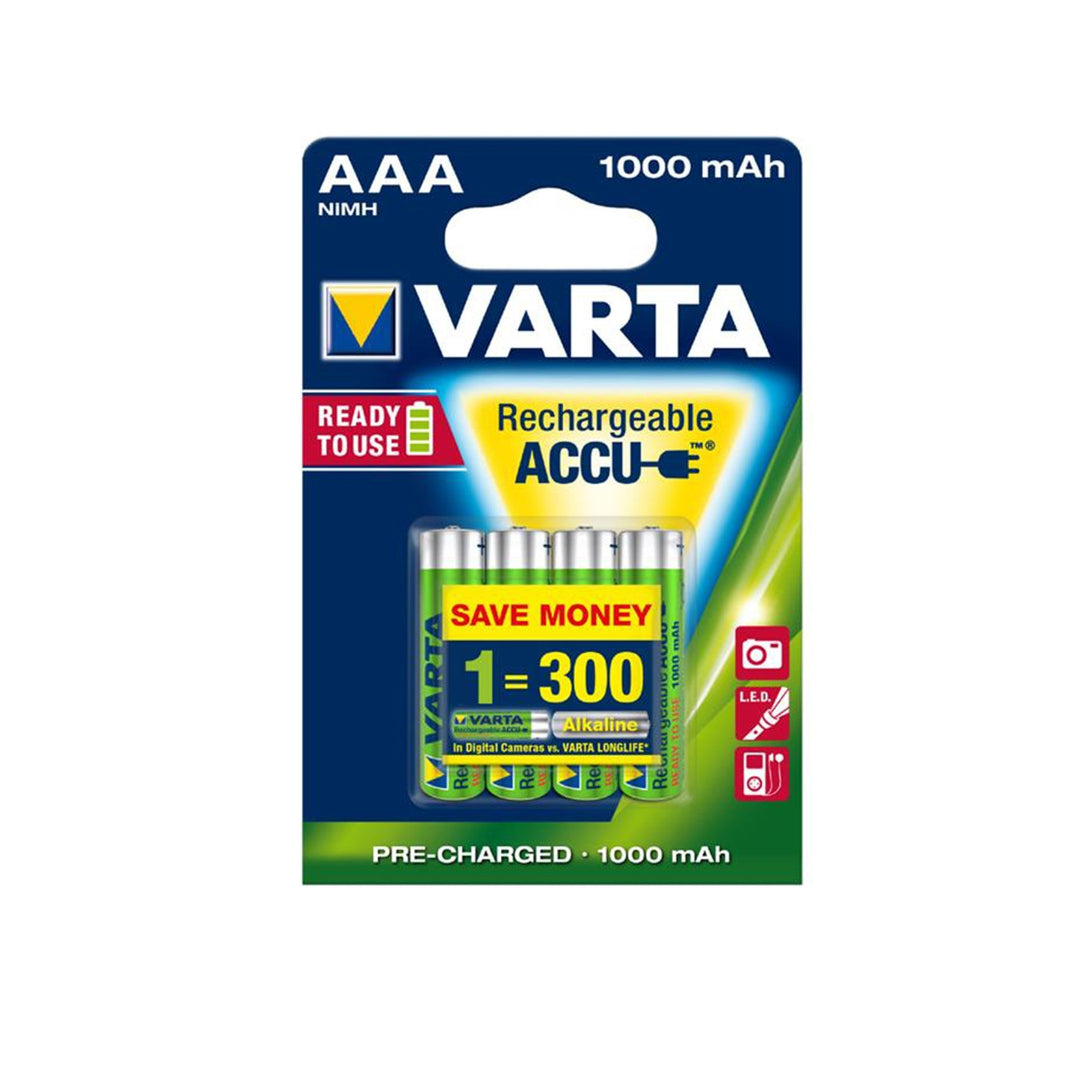 4x Baterías Recargables R3 / AAA 1000mAh Varta Ready2use