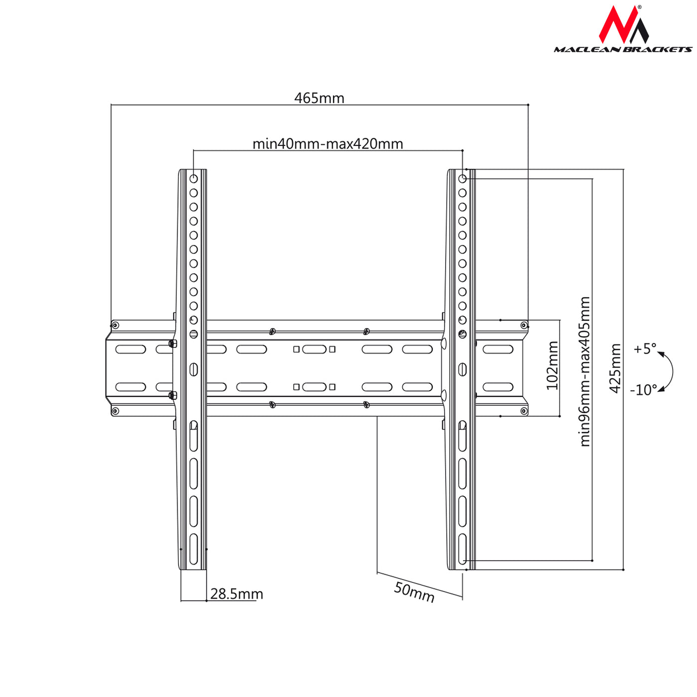 Suporte de parede para monitor ou tela de TV LCD/LED 32-55" 35kg VESA Maclean MC-748