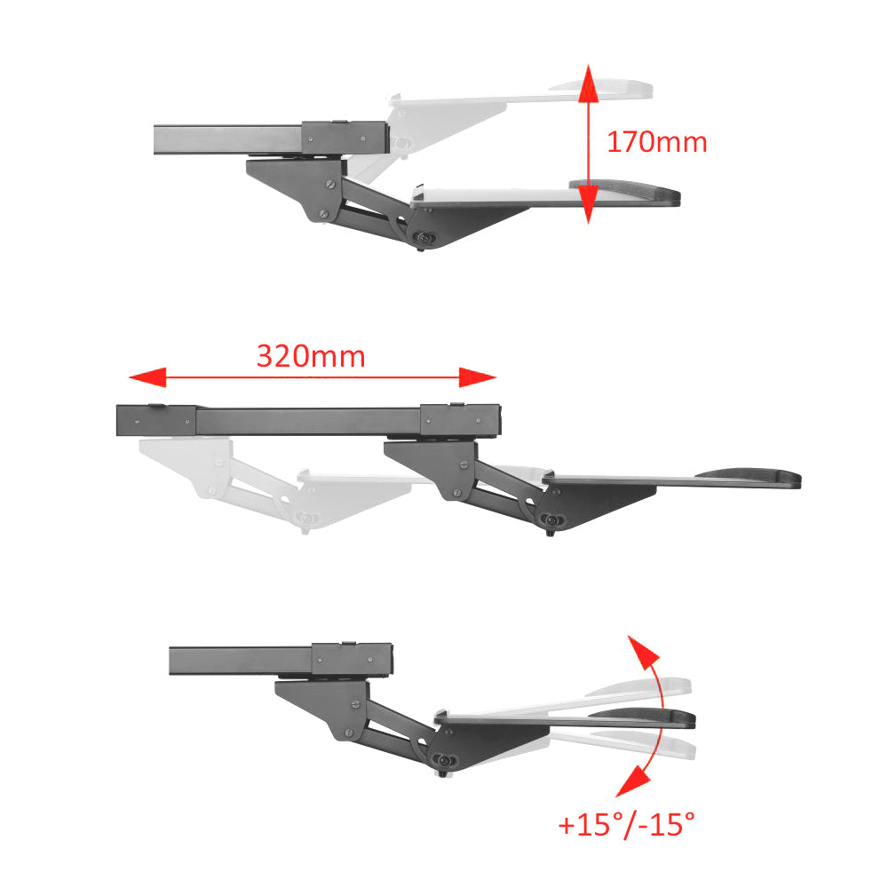 Suporte para teclado e mouse embaixo da mesa, suporte de metal 67cm Maclean MC-757