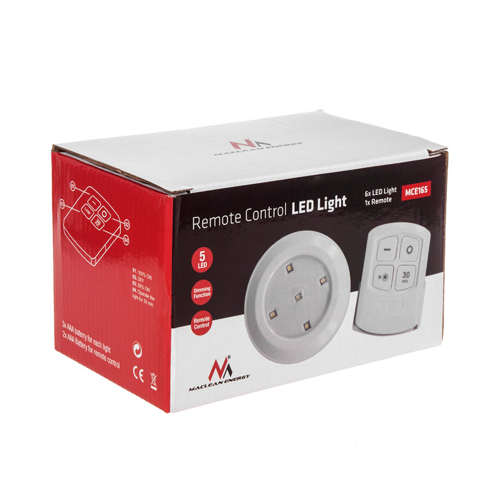 Conjunto de 6 luzes LED com controle remoto 4 modos de iluminação Maclean Energy MCE165