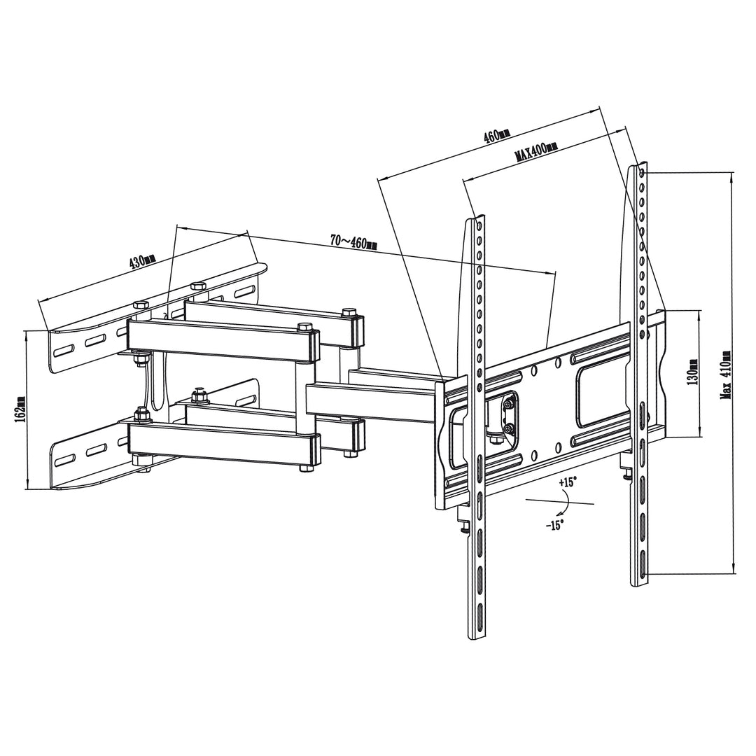 Soporte de pared para monitor o pantalla LCD/LED TV 26-55" 30kg VESA max 400x400 brazo doble Maclean MC-760