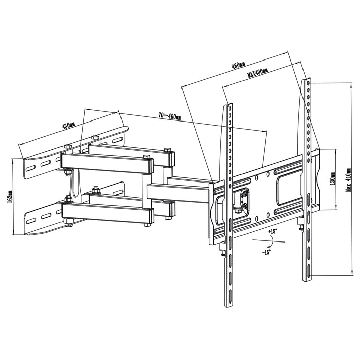 Soporte de pared para monitor o pantalla LCD/LED TV 26-55" 30kg VESA max 400x400 brazo doble Maclean MC-760