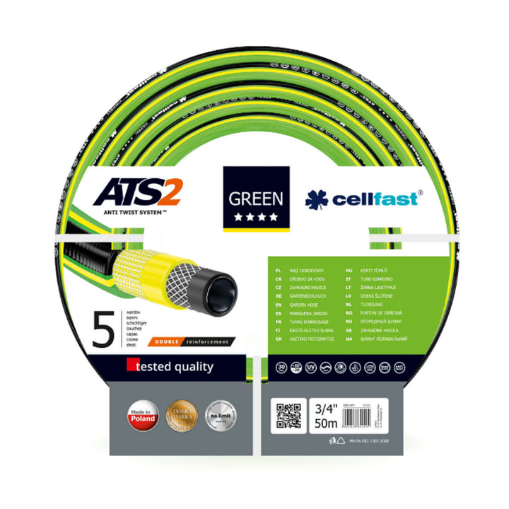 Mangueira de jardim Cellfast Green ATS2 3/4 "25m // 1/2" 50m 5 camadas