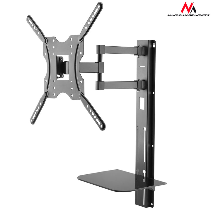 Soporte de pared para pantalla con estante para DVD 32"- 55", peso soportado 30kg, soporte inclinable Maclean MC772