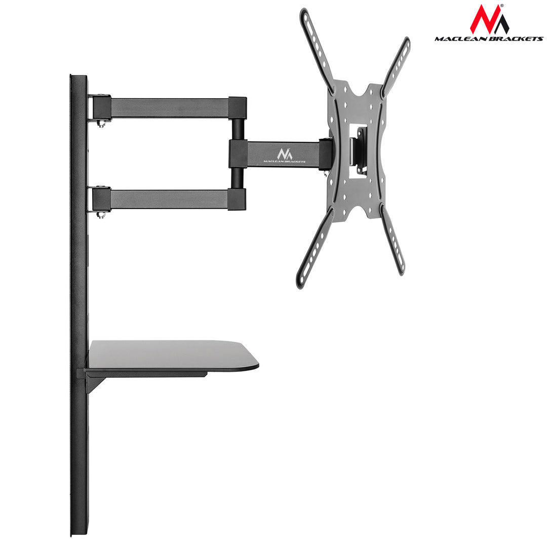 Soporte de pared para pantalla con estante para DVD 32"- 55", peso soportado 30kg, soporte inclinable Maclean MC772