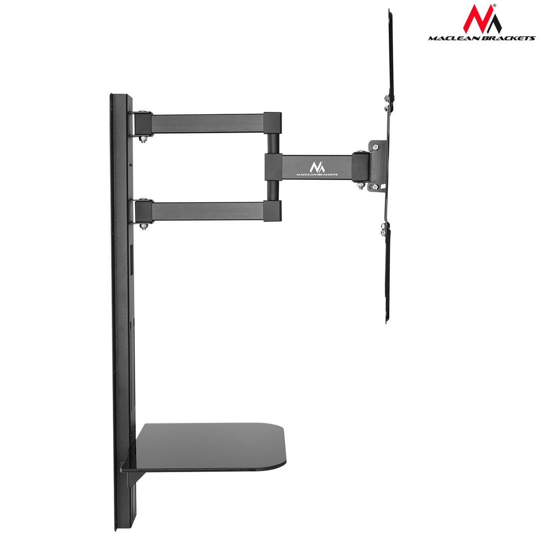 Soporte de pared para pantalla con estante para DVD 32"- 55", peso soportado 30kg, soporte inclinable Maclean MC772