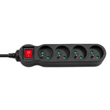 Regleta Maclean Energy MCE180 Cable alargador de 4 tomas con interruptor