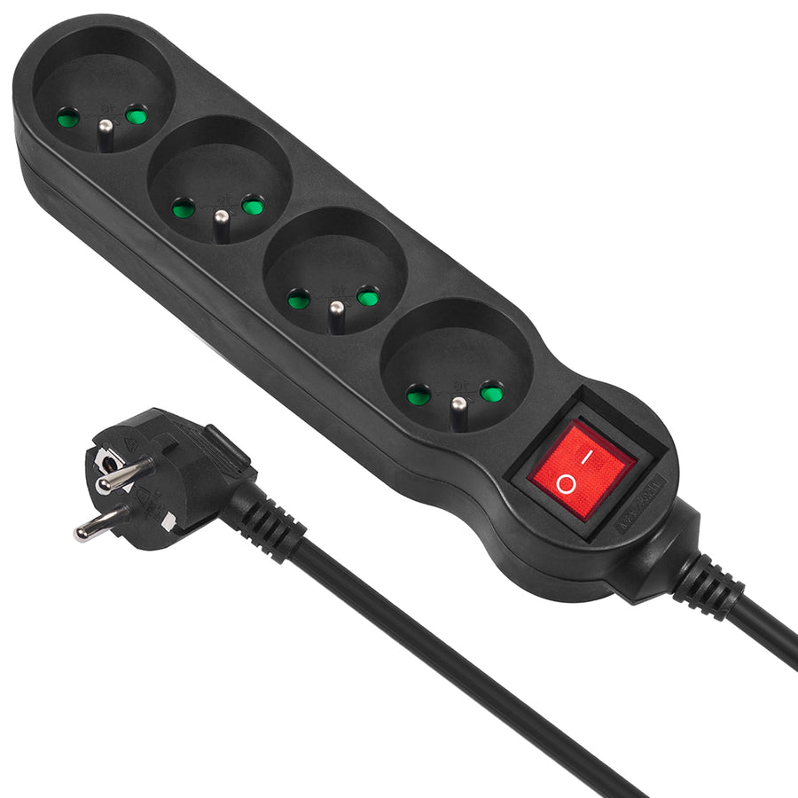 Cabo de extensão de 4 saídas Maclean Energy MCE181 Power Strip com interruptor