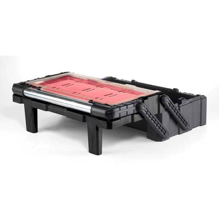 Caixa para móveis cantilever KETER em vermelho.