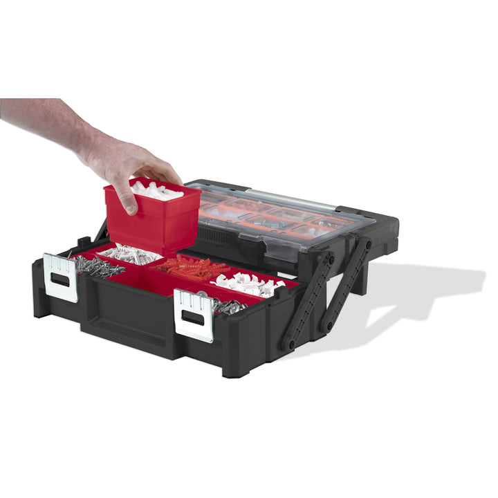 Caixa para móveis cantilever KETER em vermelho.