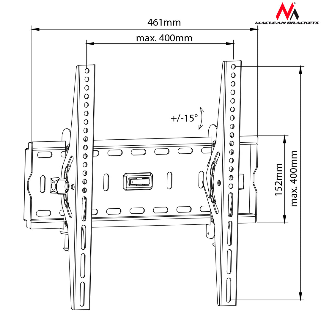 Soporte de TV 26 - 55" Maclean MC-778 hasta 45 kg color negro