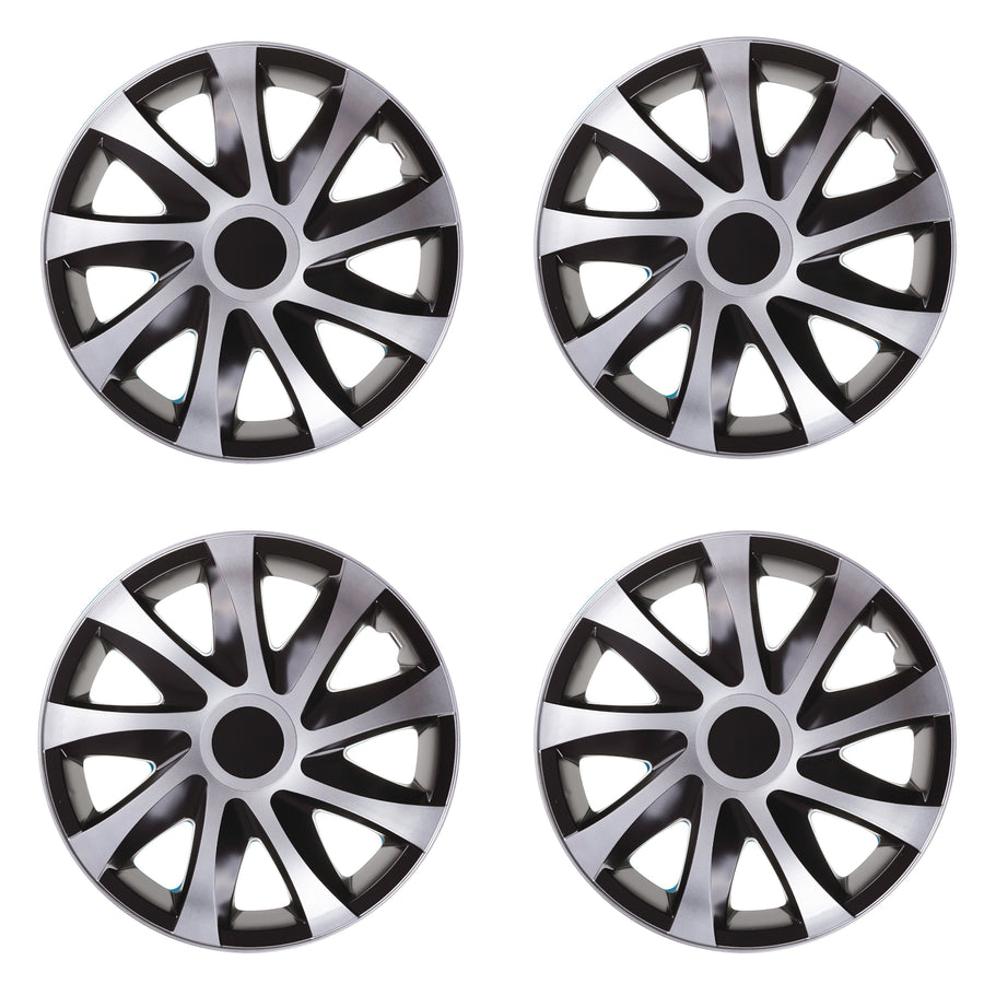 Tapacubos universales de 16" 4 piezas negro con plata Draco CS Black-Silver