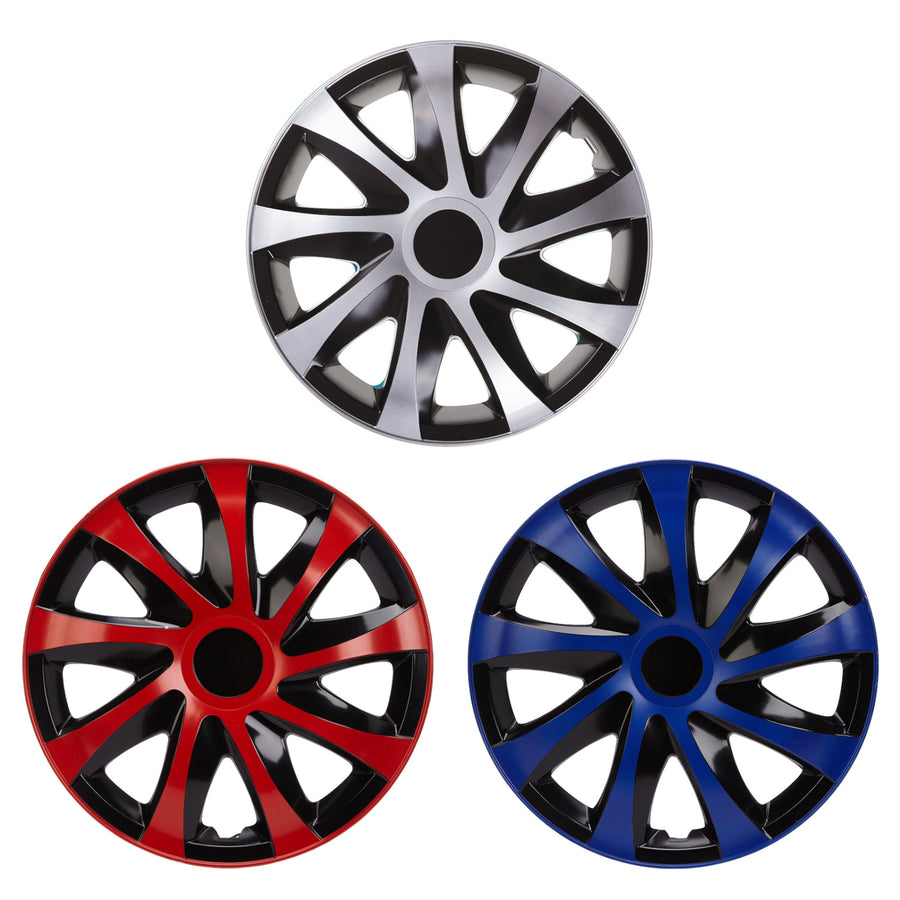 Tapacubos universales de 16" 4 piezas negro con plata Draco CS Black-Silver