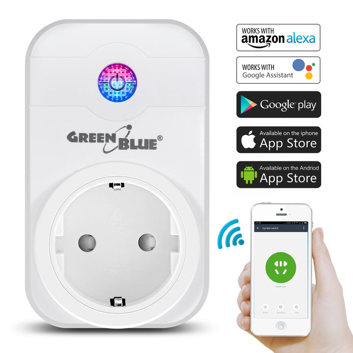 GreenBlue GB155G Enchufe inalámbrico control remoto Smart WiFi  Alexa App Power Switch