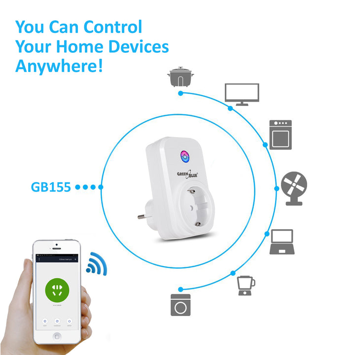 GreenBlue GB155G Enchufe inalámbrico control remoto Smart WiFi  Alexa App Power Switch