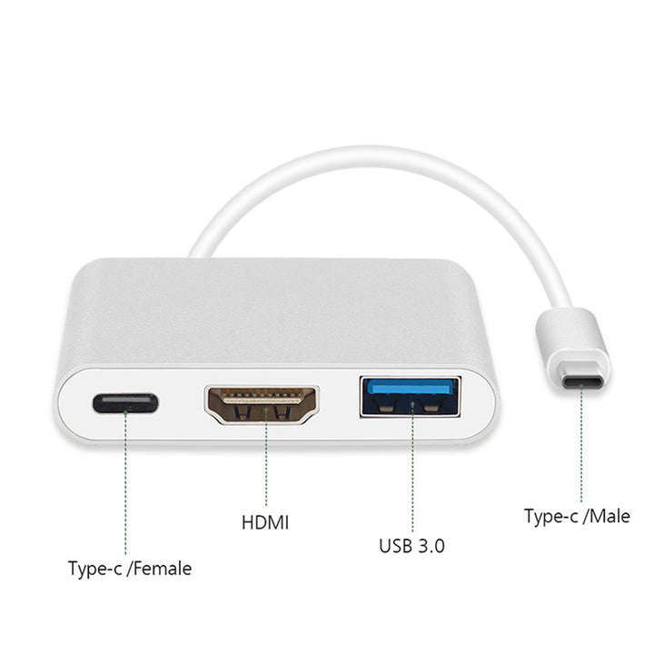 Adaptador USB 3.1 C para HDMI 4K + USB 3.0 + USB C Maclean MCTV-840