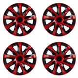 Tapacubos universales 14 " 4 piezas en negro-rojo DRACO CS