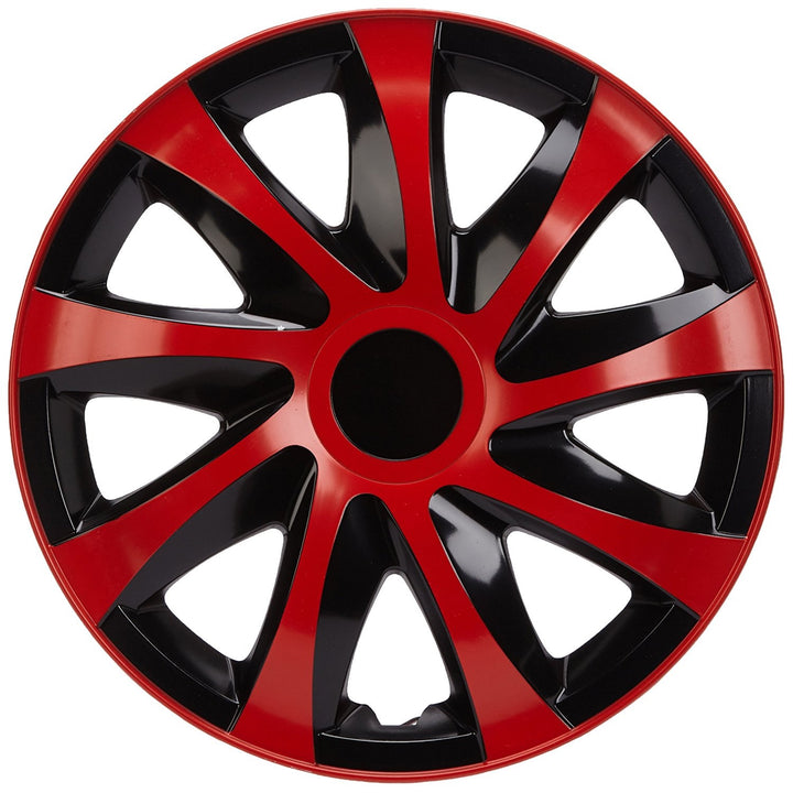 Tapacubos universales 14 " 4 piezas en negro-rojo DRACO CS