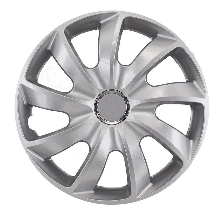 Juego de tapacubos universales 15" Stig lacado plata a presión 4 piezas