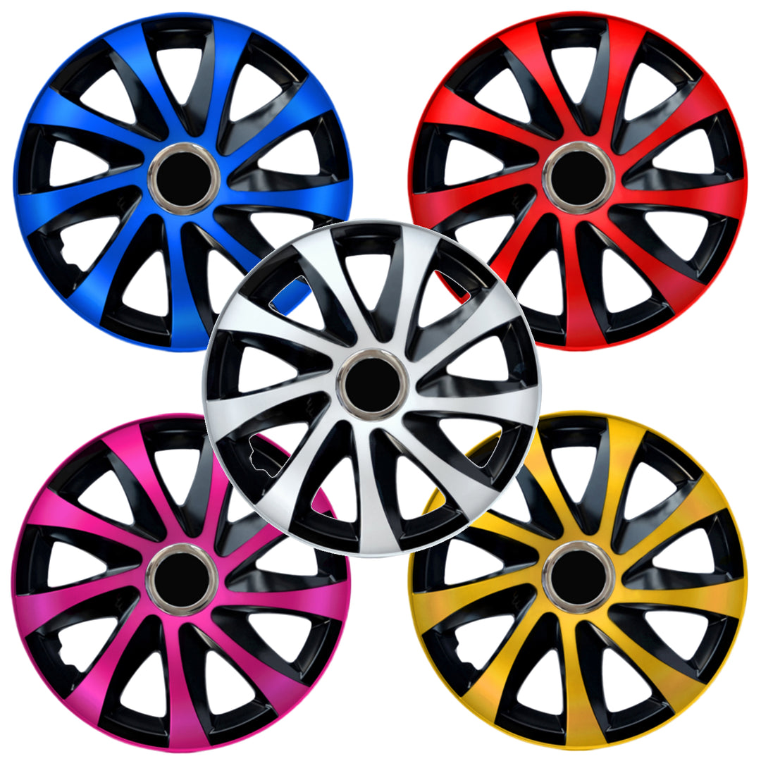 Tapacubos universales 14" NRM DRIFT Extra rojo/negro 4 piezas