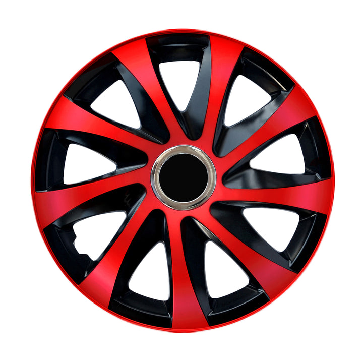 Tapacubos universales 14" NRM DRIFT Extra rojo/negro 4 piezas