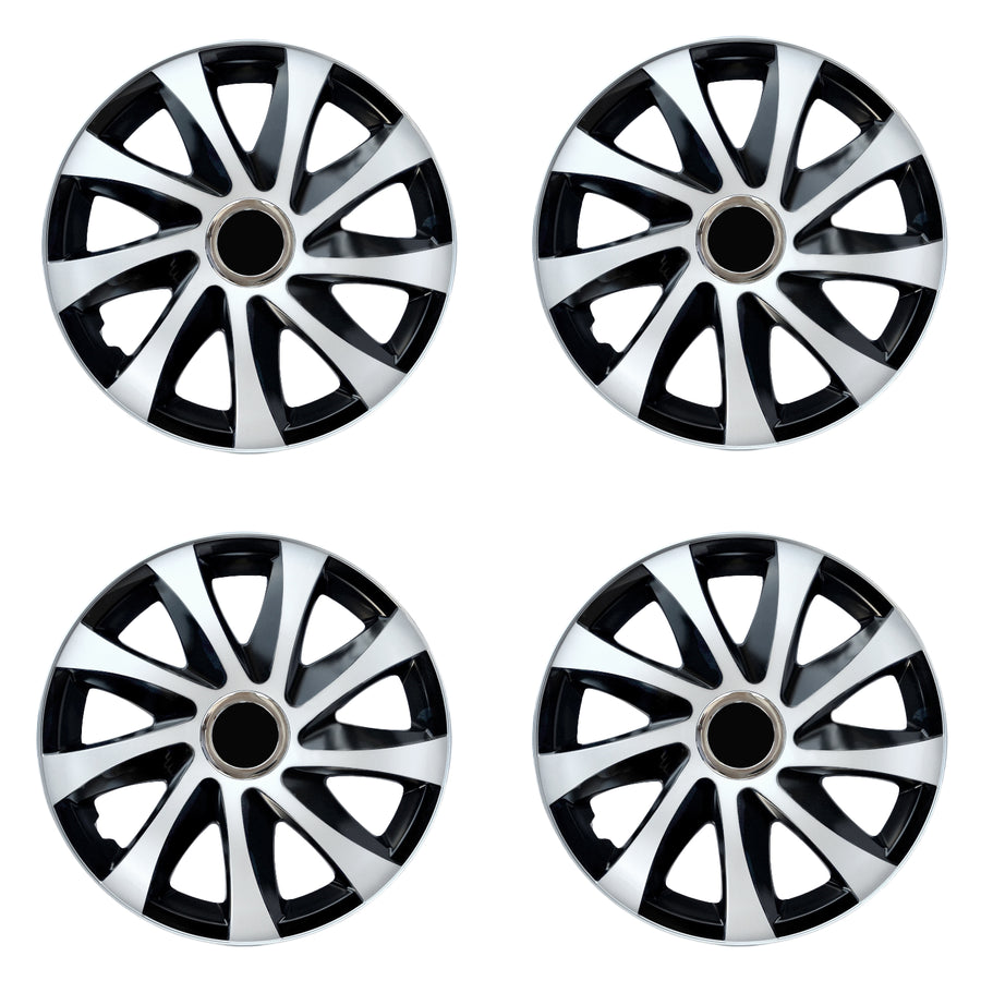 Tapacubos universales 16" NRM DRIFT Extra blanco/negro 4 piezas
