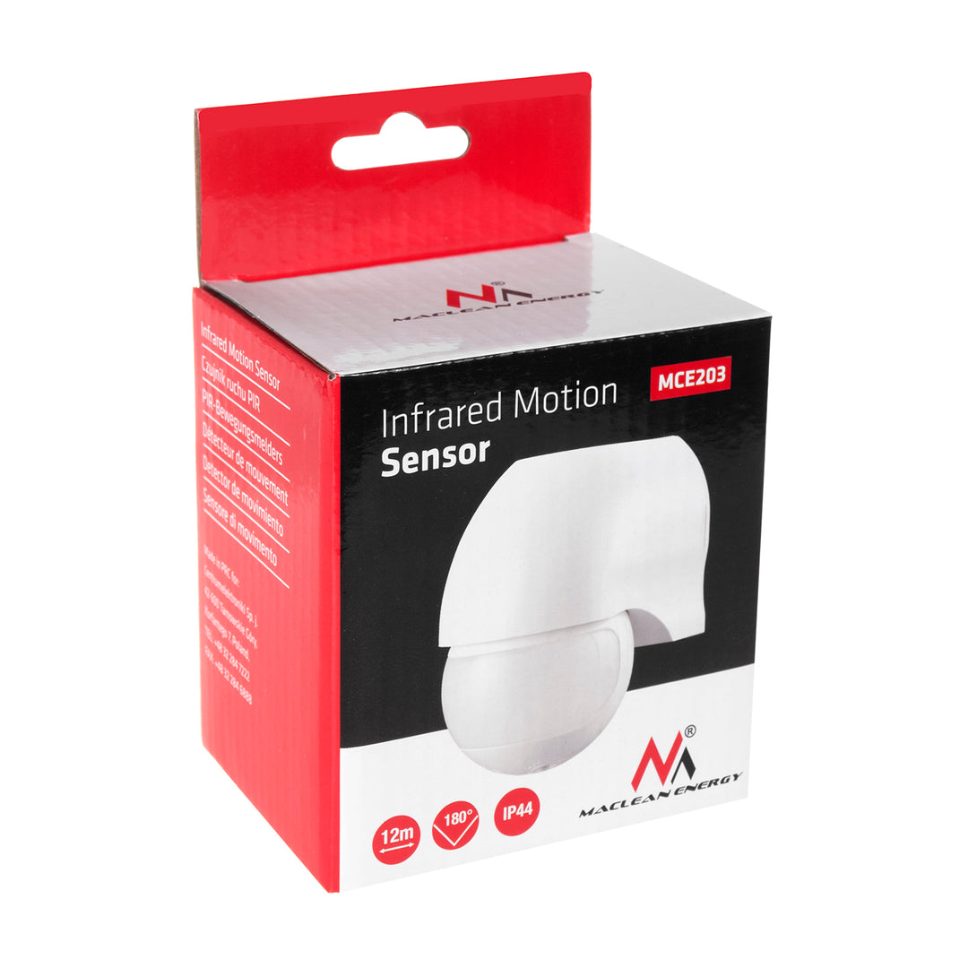 Sensor de movimento infravermelho pir moderno Maclean Energy MCE203 alcance 12m